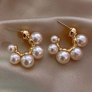 Faux Pearl Hoop Earrings